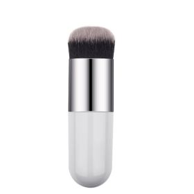 New Fashion Chubby Pier Foundation Brush Flat Cream Makeup Brushes Professional Cosmetic Brush highlight brush loose powder brus - White silver