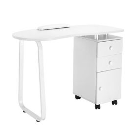 Manicure Table Unilateral Square/2 Drawers/1 Door/Ceramic Handle/With Hand Pillow/With Wheels White - as picture