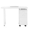 Manicure Table Unilateral Square/2 Drawers/1 Door/Ceramic Handle/With Hand Pillow/With Wheels White - as picture