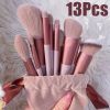 13 PCS Makeup Brushes Set Eye Shadow Foundation Women Cosmetic Brush Eyeshadow Blush Powder Blending Beauty Soft Make Up Tools - 13Pcs-velvet bag1