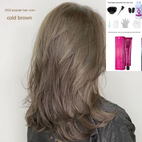 Ammonia-free Hair Color Paste Monochrome Paste Cover White Hair Multi-segment Color One-step Black Tea Gray Blue Black Hair Dye (Option: WG77 Cold Brown-With tools)