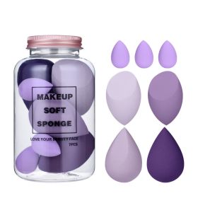 Drift Bottle Boxed Beauty Egg 7 Cans Of Powder Free Water Soft Makeup Sponge Powder Puff (Option: Taro purple)