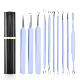 Aluminum Cylinder Mounted Acne Needle Set Of 10 Pieces (Color: Purple)